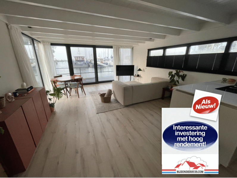 Unieke 18 mtr. lange ‘TM-Houseboat’, in nieuwstaat!